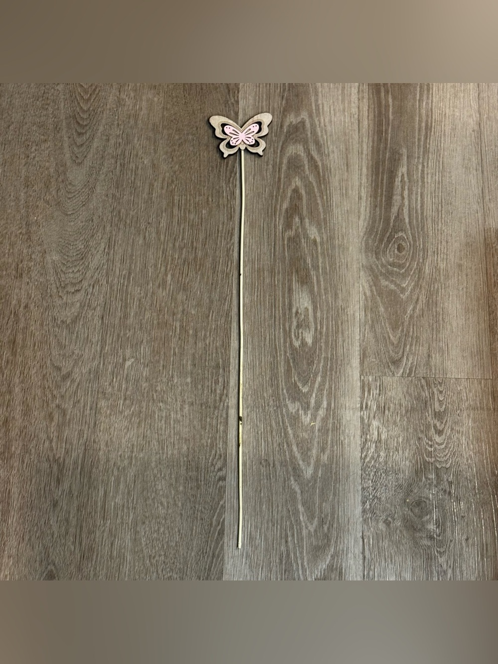 Pink Butterfly Wooden Garden Stake